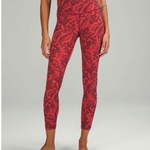 Lululemon Wunder Under High-Rise Tight 25" *Luxtreme Spray Leaf Fireside Red 6